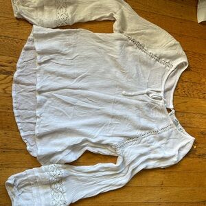 Women's Hollister Y2K White Lace Trim Blouse
